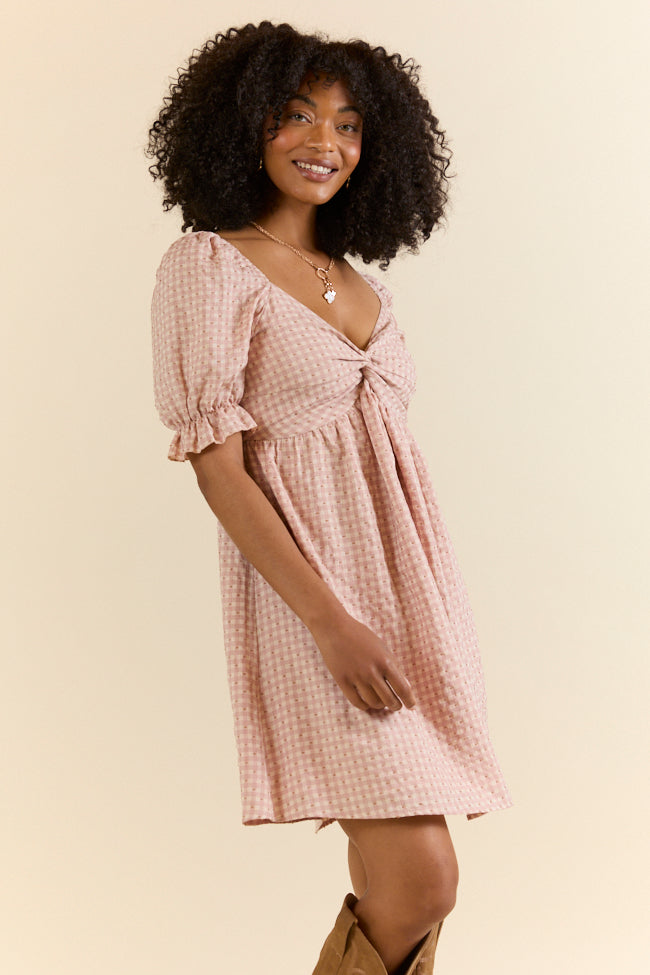More Duets Dusty Pink Gingham Mini Dress