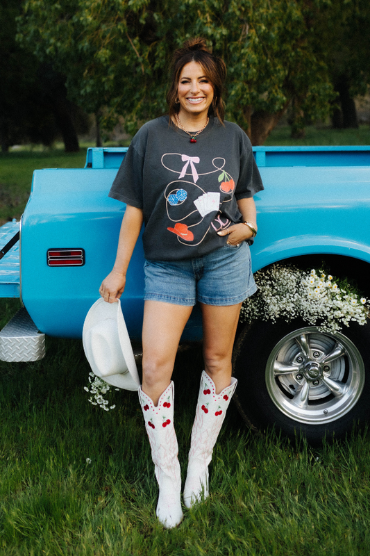 Cowgirl's Favorites Grey Graphic Tee Krista Horton X Pink Lily